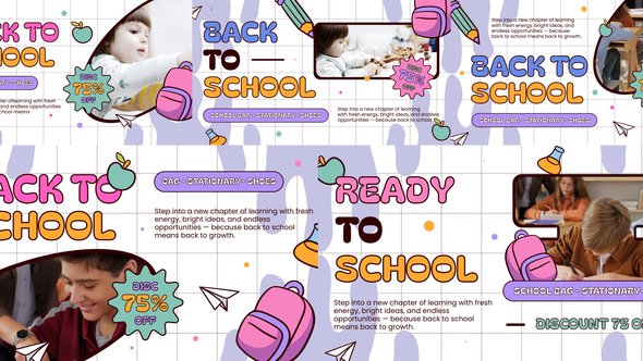 Back to School Promo Landscape Video Displays template preview