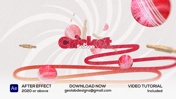 Red Ball Cricket Titles Openers template preview