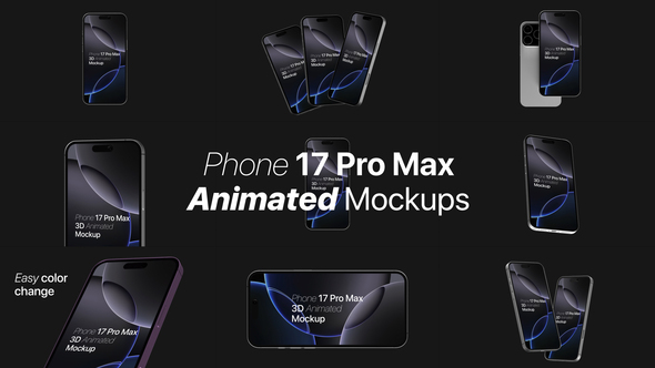 Phone 17 Pro Max 3D Mockups Video Displays template preview