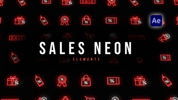 Sales Neon Icons Elements template preview