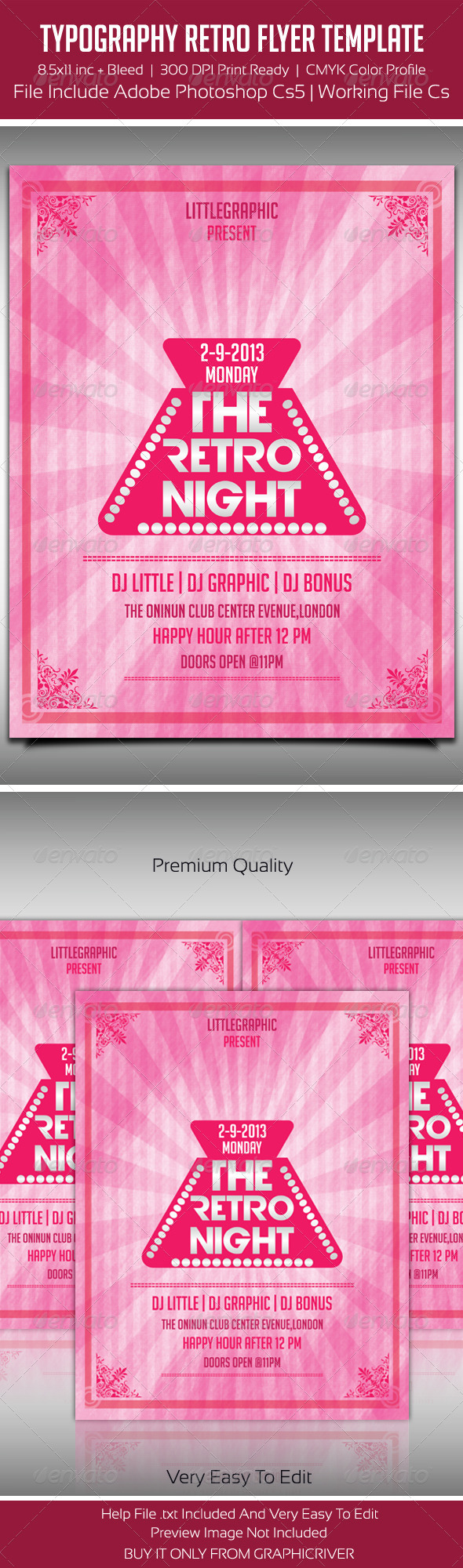 Typography Retro Party Flyer Template 2