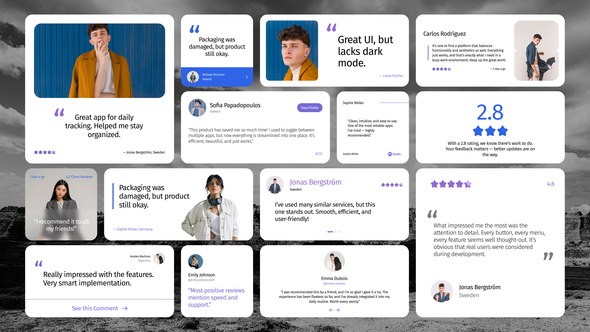 Rating & Reviews UI Widget Titles template preview