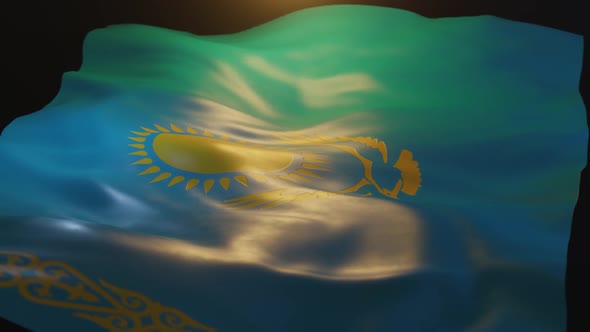 Kazakhstan Flag Low Angle View