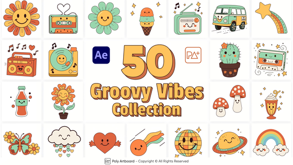 Groovy Vibes Collection For After Effects Elements template preview