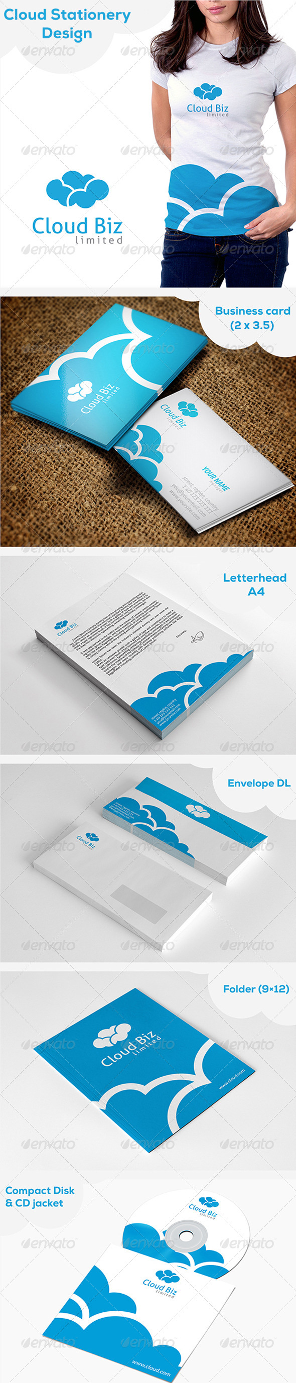 Cloud Stationery - Stationery Print Templates