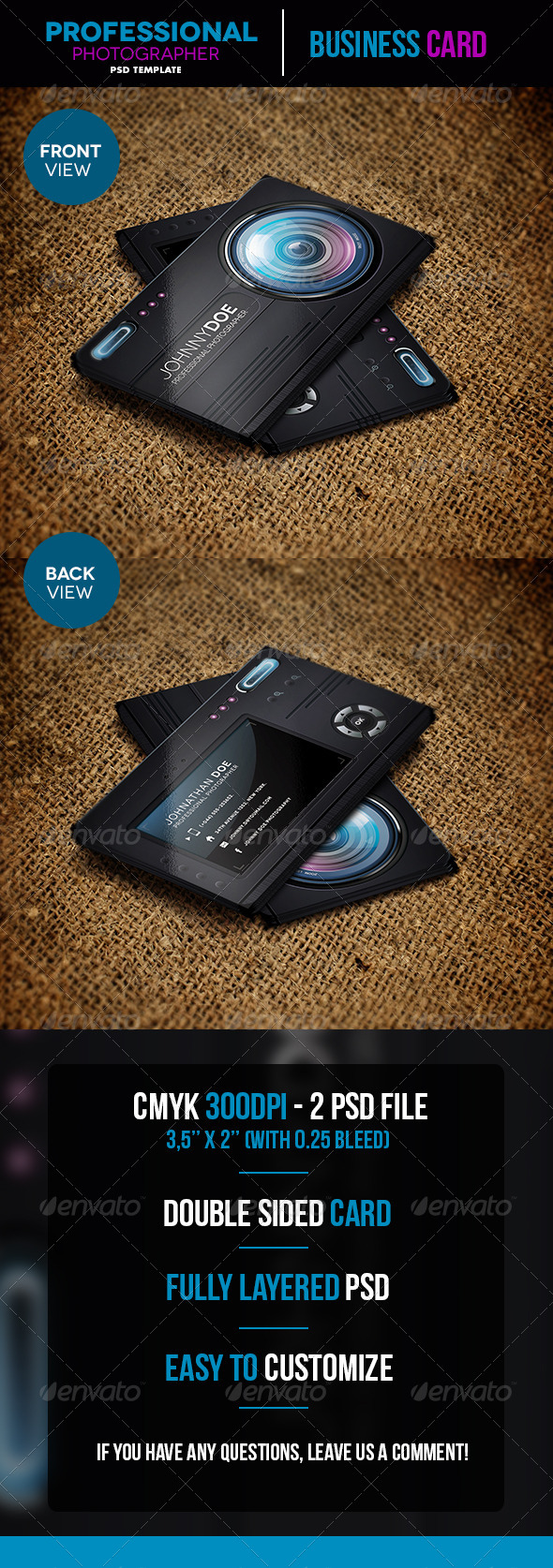 Professional Photographer Business Card - Business Cards Print Templates