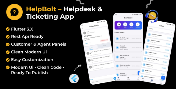 HelpBolt – SaaS Helpdesk & Ticketing Mobile App (Flutter + API)