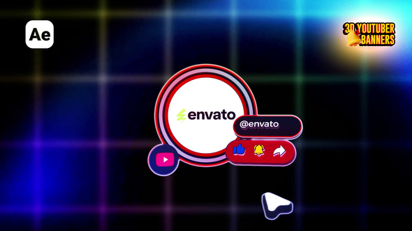 3D YouTube Subscribe & Like Banners Elements template preview