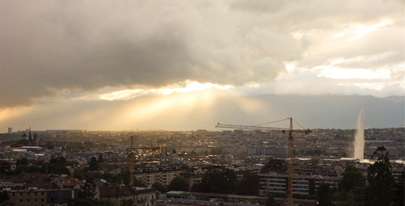 City of Geneva with Dramatic Sky Line