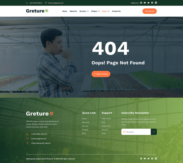 Greture - Hydroponic & Agriculture Elementor Template Kit