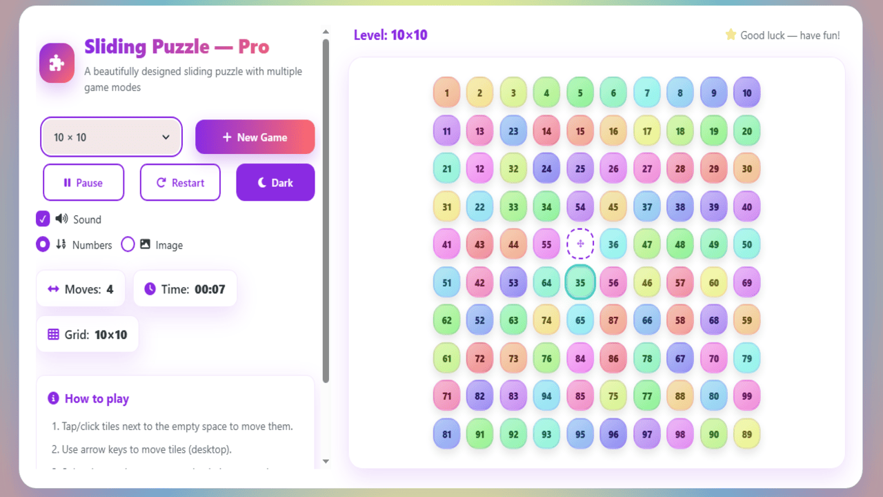 Sliding Puzzle – Classic & Image Mode Challenge by PDFScriptHub ...