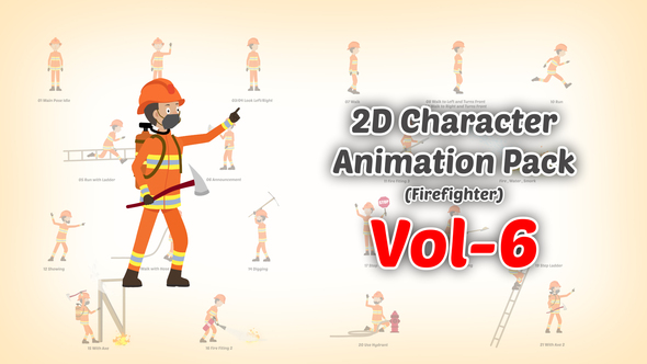 2D character Animation Pack Vol 6 (firefighter) Product Promo template preview
