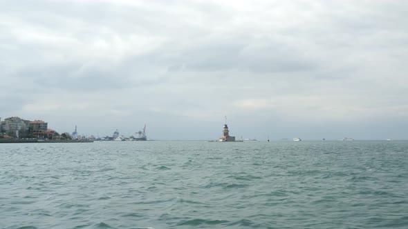 Scenic View of Bosphorus and Maiden Tower From Sea alt
