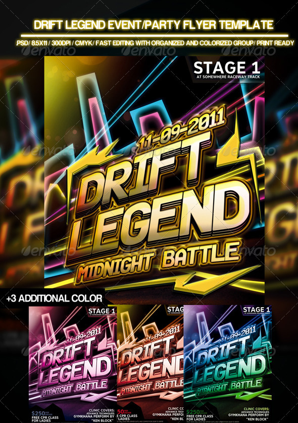 Drift Legend Event/Party Flyer Template - Clubs & Parties Events