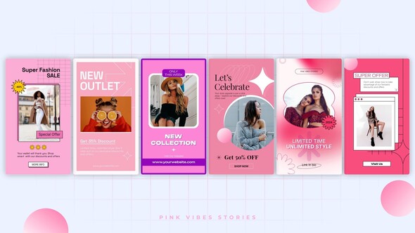 Pink Vibes Stories broadcast-packages template preview