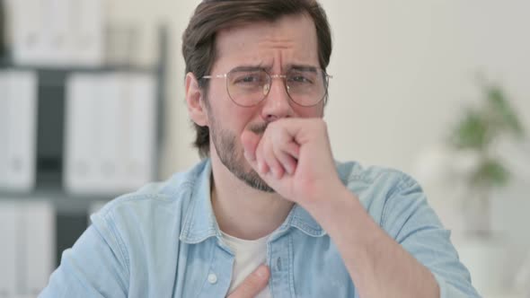 Portrait Sick Young Man Coughing alt