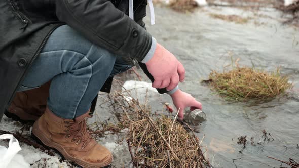 Illegal Dumped Household Garbage Floating on Water Lake River Contaminating alt