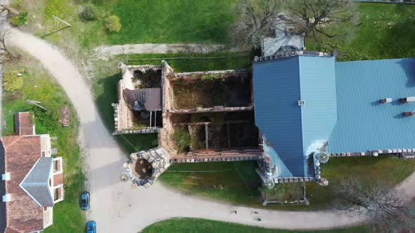 Destroyed Odzienas Castle in Latvia, Detail of the Ancient Castle. Concept of Travel 4K Video alt