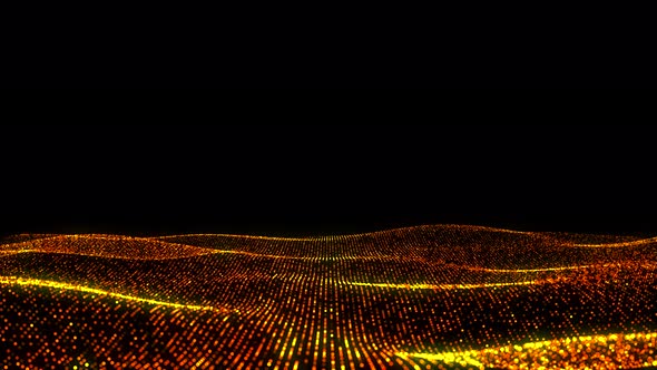 Animation Abstract Digital Yellow Particles Wave