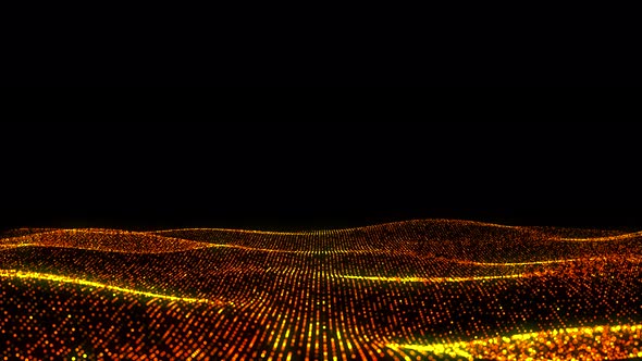 Animation Abstract Digital Yellow Particles Wave alt