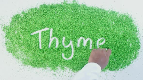 Hand Writes On Green Thyme