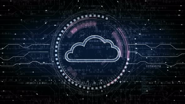 Cloud computing and online storage symbol loop digital concept alt