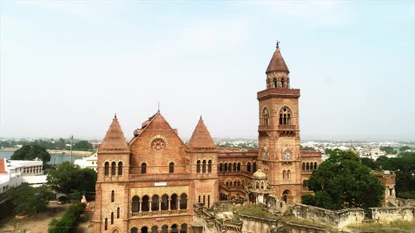 Aerial view of Indian Palace, A landscape view of prayg fort, a UNESCO world heritage site, Gujarat, alt