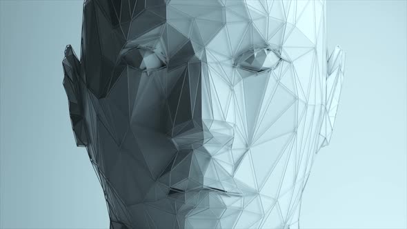 Abstract Polygonal Human Face Artificial Intelligence Concept alt