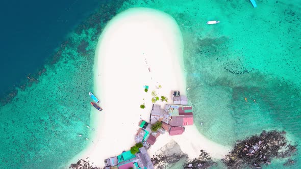 Aerial view of drone, Scene of Beautiful nature Top view of White beach sand in summer day, Seawater alt