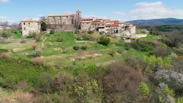 Aerial view of the medieval city of Hum at Istria region, Croatia. alt