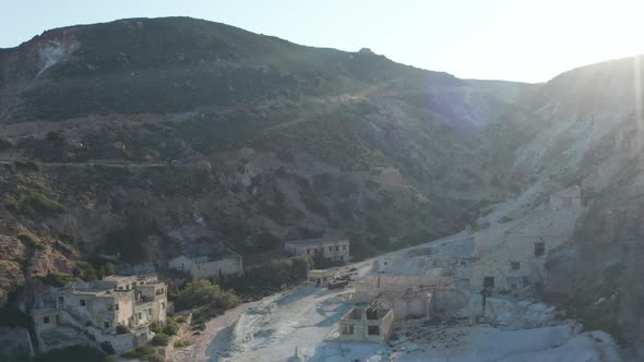 Wide Aerial Establishing Shot of a Tropical Paradise Bay with Turquoise Water on Greek Island at alt