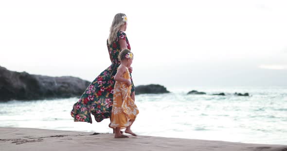 Mother Daughter Enjoy the Beach