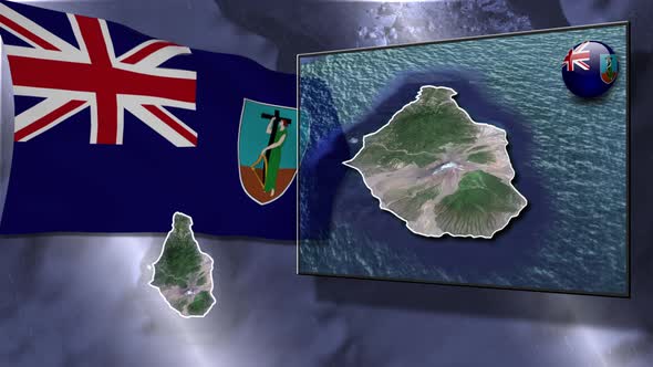 Montserrat Flag And Map Animation alt
