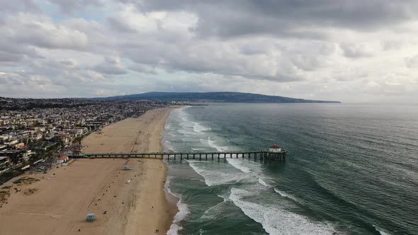 Drone View of the coastline showing Manhattan Beach, California alt