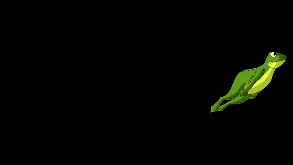 Little green frog jumping alpha mate
