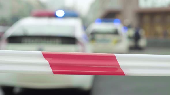 Barrier Warning Police Tape at the Crime Scene. Kyiv. Ukraine alt