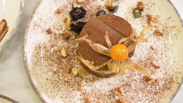 Dessert with Chocolate and Physalis