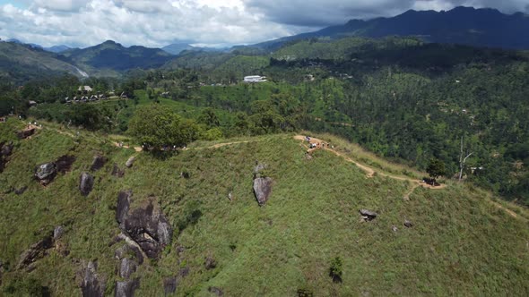 Little Adam's Peak mountain in Ella, Sri Lanka, Aerial 4K alt