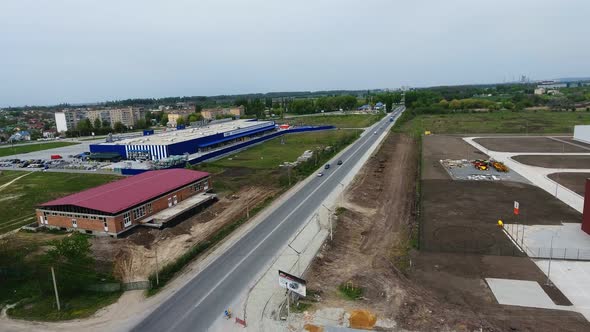 Panoramic Aerial drone view of city