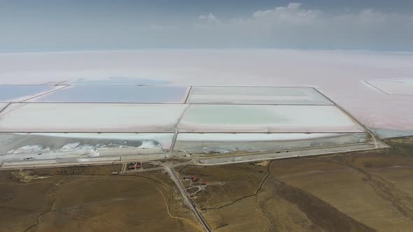 Aerial Salt Production Facilities and Saline Evaporation Pond Fields in the White Salty Lake alt