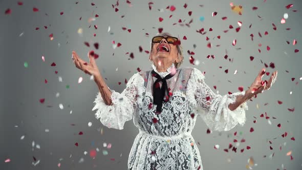 Happy elegant grandmother alt