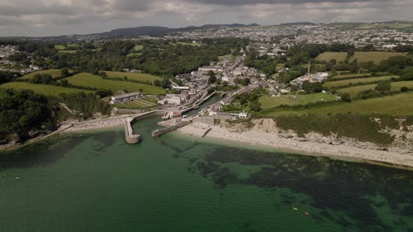 Small South Cornwall Harbour Charlestown St Austell UK Aerial View