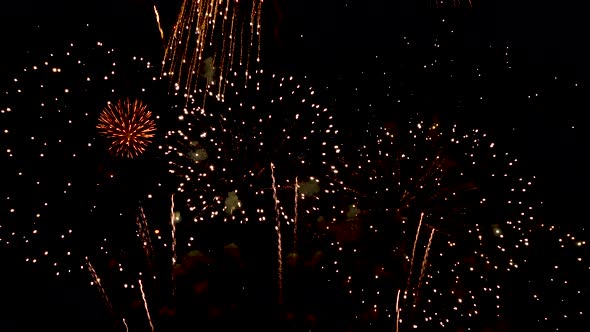 Beautiful sparkling golden firework display in celebration night
