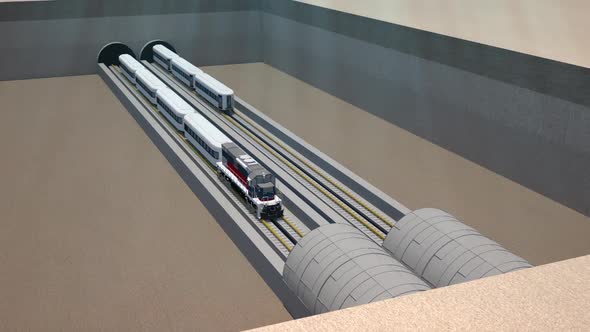 Underground tunnel train route animation. alt