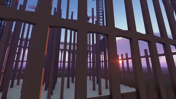 Building Construction And Sunset Sky