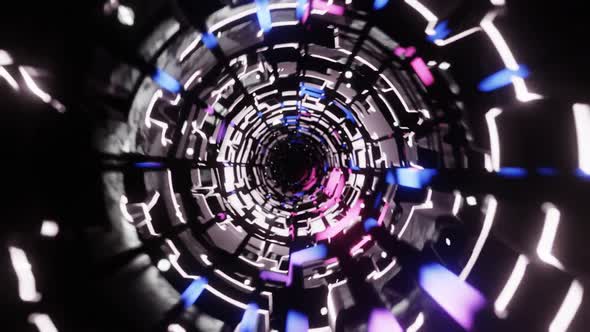 Seamlessly Looped Abstract Technology Concept Circular Tunnel Background alt