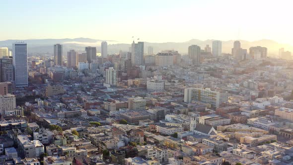 Aerial: Exploring San Francisco neighborhoods, drone view alt