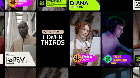 Vertical Lower Thirds Elements template preview