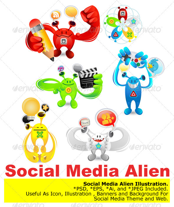 Social Media Alien - Characters Vectors