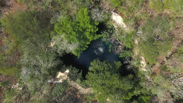 Person Jumping in Open Cenote